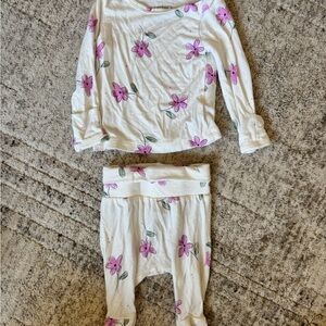 Kids Floral Pink Purple and White Bamboo-Like Soft Pajama Set